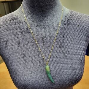Green Resin Fang Or Claw Necklace